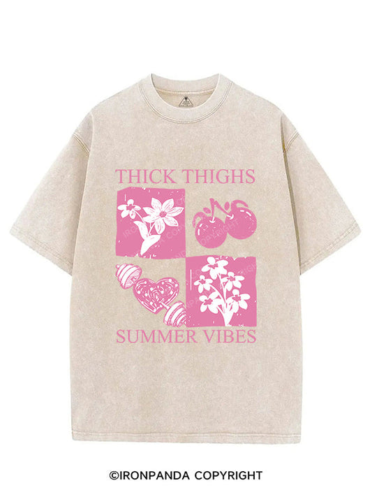 THICK THIGHS SUMMER VIBES VINTAGE GYM SHIRT