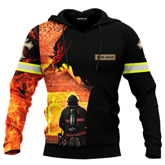 Jesus Firefighter God Will Bring You Through The Fire Customized 3D All Over Printed hoodie