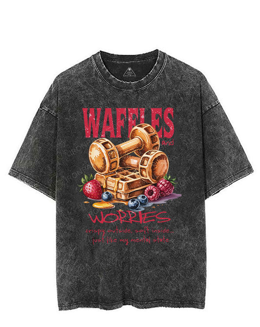 WAFFLES AND WORRIES VINTAGE GYM SHIRT