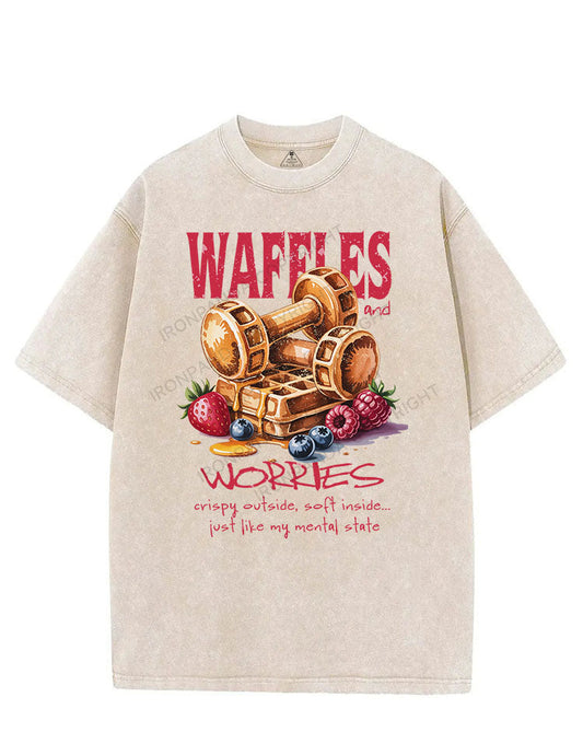 WAFFLES AND WORRIES VINTAGE GYM SHIRT