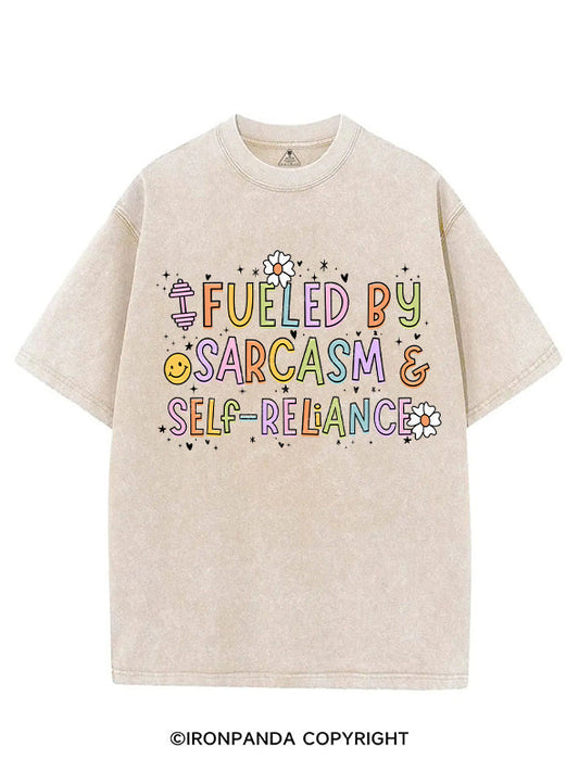FUELED BY SARCASM AND SELF-RELIANCE VINTAGE GYM SHIRT