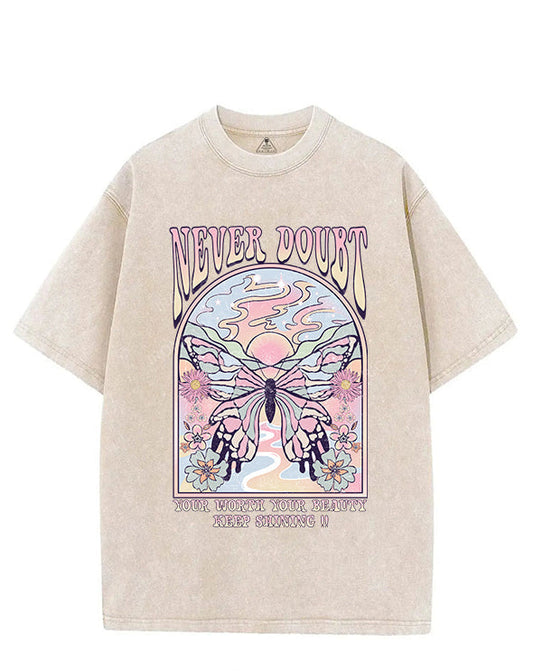 NEVER DOUBT YOUR WORTH YOUR BEAUTY KEEP SHINING VINTAGE GYM SHIRT