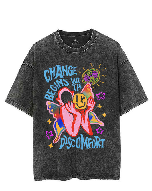 CHANGE BEGINS WITH DISCOMFORT VINTAGE GYM SHIRT