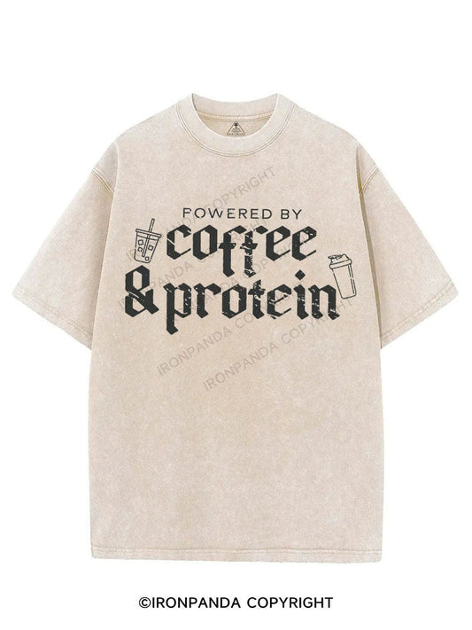POWERED BY COFFEE & PROTEIN VINTAGE GYM SHIRT