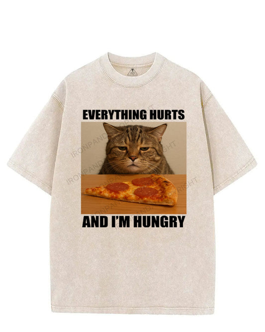 EVERYTHING HURTS AND I'M HUNGRY VINTAGE GYM SHIRT