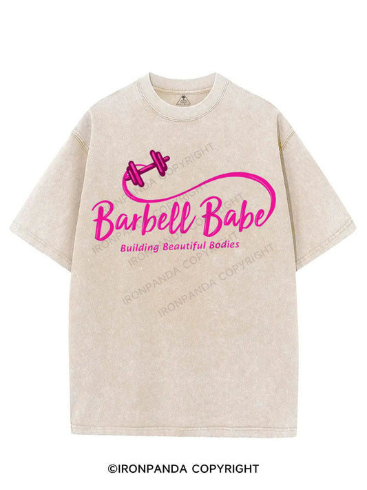 BARBELL BABE BUILDING BEAUTIFUL BODIES VINTAGE GYM SHIRT