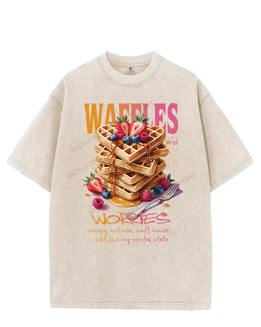 WAFFLES AND WORRIES VINTAGE GYM SHIRT
