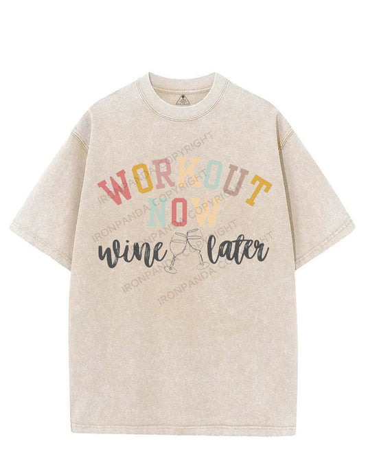 WORKOUT NOW WINE LATER VINTAGE GYM SHIRT