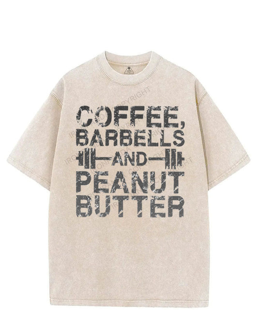 COFFEE, BARBELLS AND PEANUT BUTTER VINTAGE GYM SHIRT