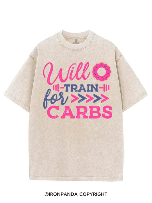 WILL TRAIN FOR CARBS VINTAGE GYM SHIRT