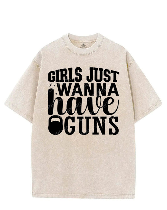 GIRLS JUST WANNA HAVE GUNS VINTAGE GYM SHIRT
