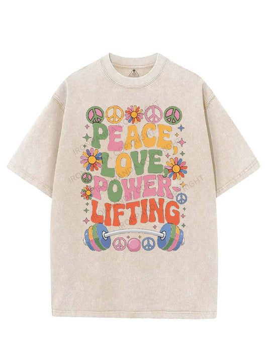 PEACE, LOVE, POWERLIFTING VINTAGE GYM SHIRT