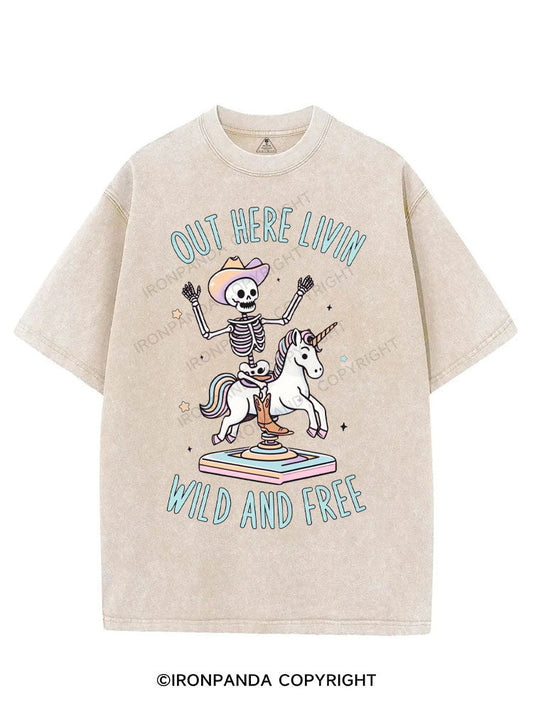 OUT HERE LIVIN WILD AND FREE VINTAGE GYM SHIRT