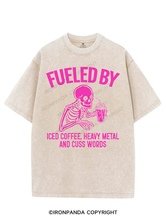 FUELED BY ICED COFFEE, HEAVY METAL AND CUSS WORDS VINTAGE GYM SHIRT