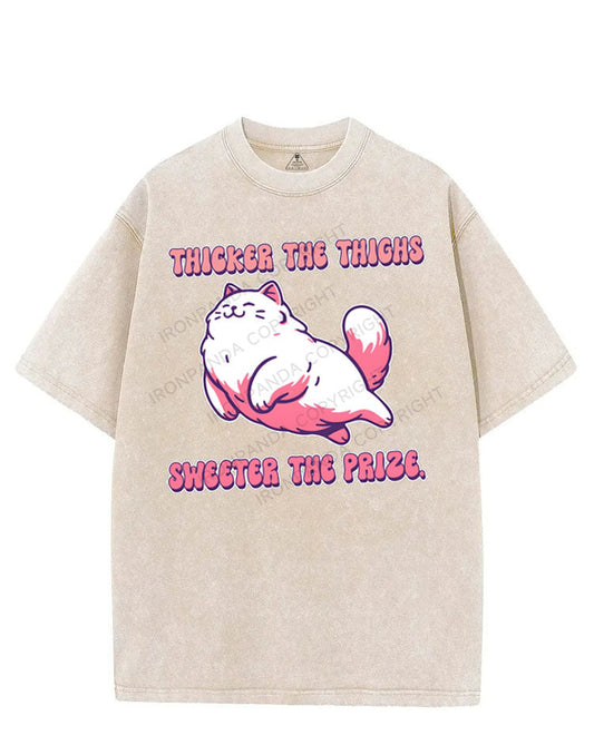 THICKER THE THIGHS SWEETER THE PRIZE VINTAGE GYM SHIRT