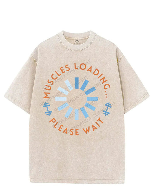 MUSCLES LOADING... PLEASE WAIT VINTAGE GYM SHIRT
