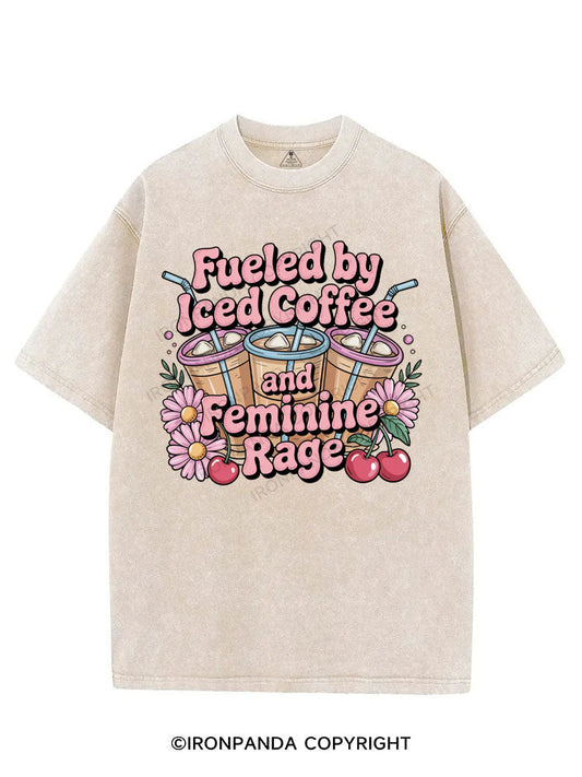 FUELED BY ICED COFFEE AND FEMININE RAGE VINTAGE GYM SHIRT