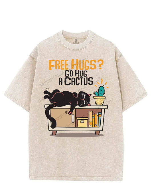 FREE HUGS GO HUG A CACTUS VINTAGE GYM SHIRT
