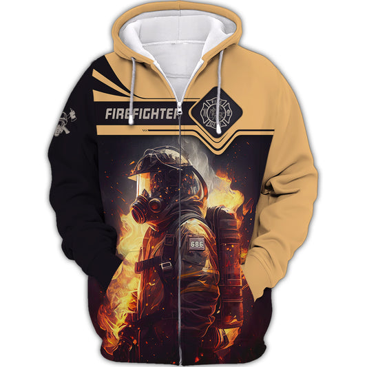 Firefighter Custom Zipper Hoodie Fireman 3D Zipper Hoodie Firefighter Clothing