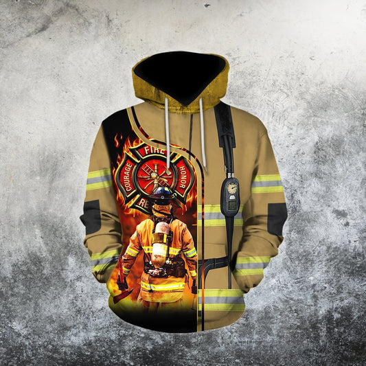Brave Firefighter-Fireman 3D All Over Printed Shirts For Men And Women Hoodie