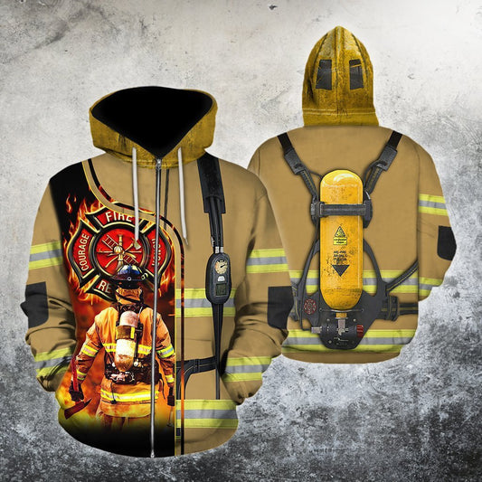 Brave Firefighter-Fireman 3D All Over Printed Shirts For Men And Women Hoodie