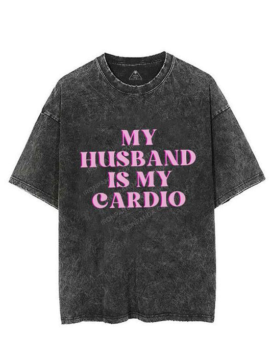 PINK MY HUSBAND IS MY CARDIO VINTAGE GYM SHIRT