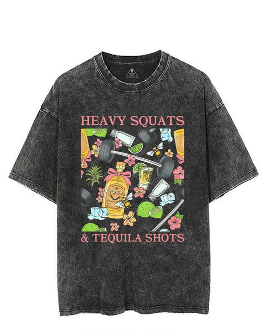 HEAVY SQUATS & TEQUILA SHOTS VINTAGE GYM SHIRT