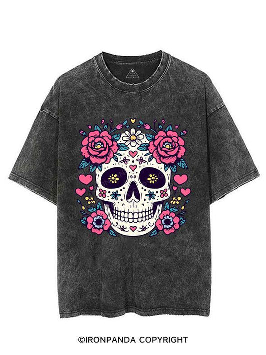 SKELETON WITH FLOWER VINTAGE GYM SHIRT