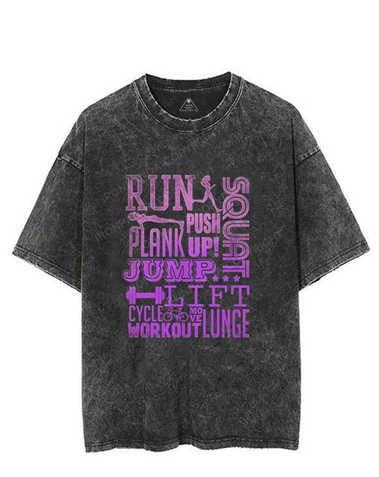 Run squat push up plank jump lift workout VINTAGE GYM SHIRT