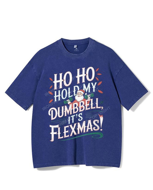 HO HO HOLD MY BUMBBELL IT'S FLEXMAS! VINTAGE GYM SHIRT