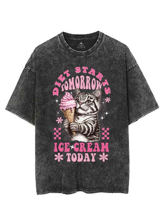 DIET STARTS TOMORROW, ICE CREAM TODAY VINTAGE GYM SHIRT