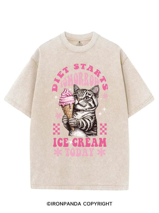 DIET STARTS TOMORROW, ICE CREAM TODAY VINTAGE GYM SHIRT
