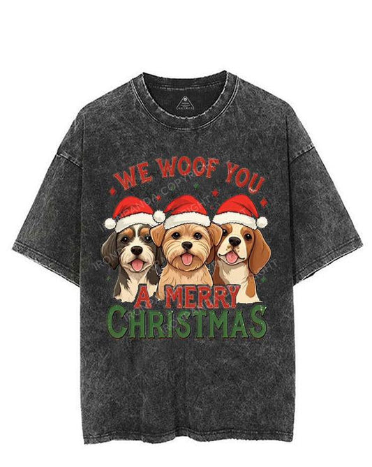 WE WOOF YOU A MERRY CHRISTMAS VINTAGE GYM SHIRT