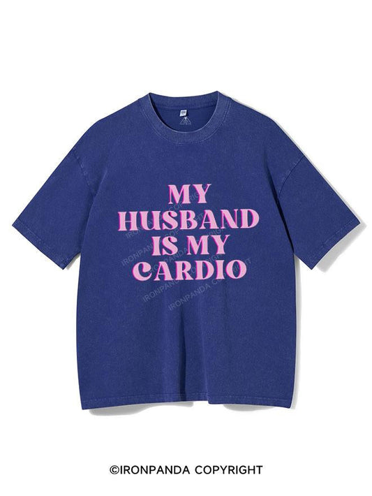PINK MY HUSBAND IS MY CARDIO VINTAGE GYM SHIRT