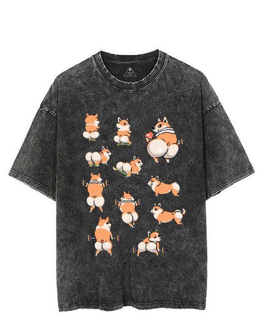 SQUATS Corgi VINTAGE GYM SHIRT