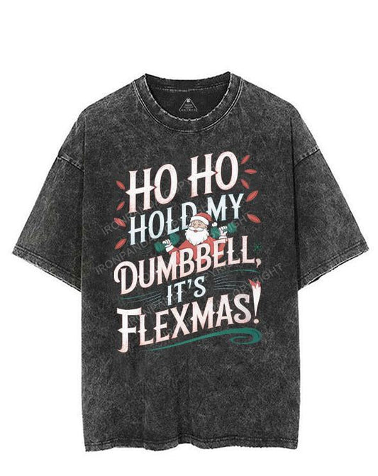 HO HO HOLD MY BUMBBELL IT'S FLEXMAS! VINTAGE GYM SHIRT