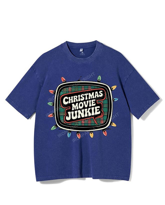 CHRISTMAS MOVIE JUNKIE VINTAGE GYM SHIRT