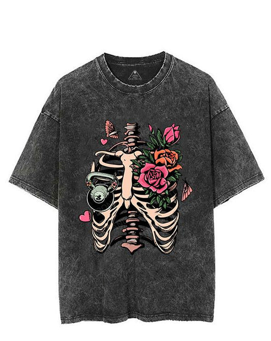 SKELETON AND KETTLEBELL VINTAGE GYM SHIRT