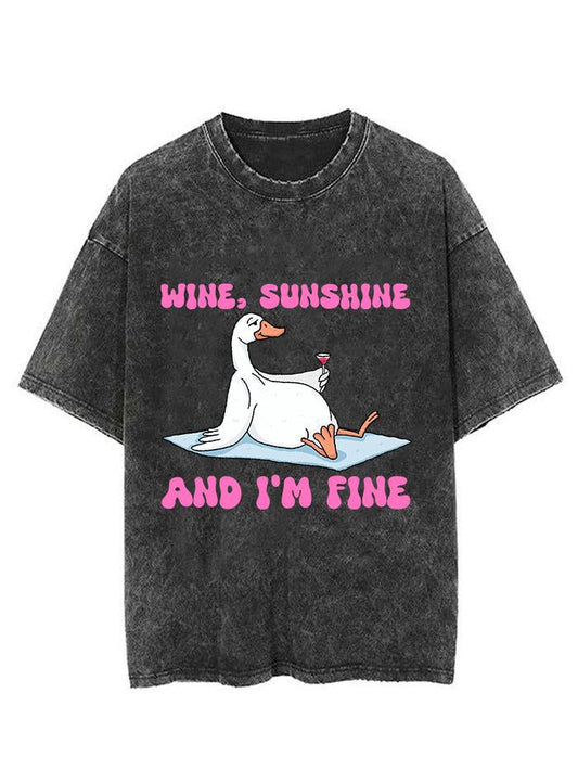 Wine sunshine and I'm fine Vintage Gym Shirt