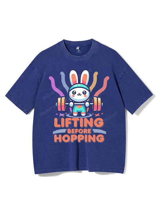 LIFTING BEFORE HOPPING VINTAGE GYM SHIRT