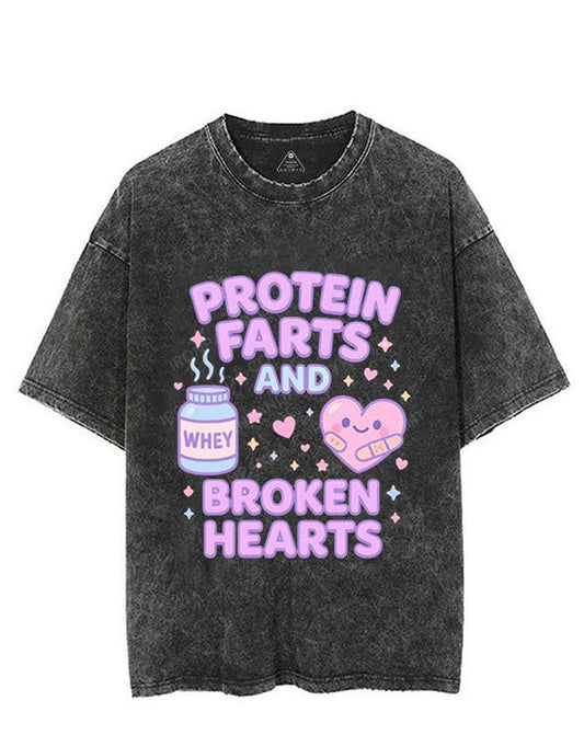PROTEIN FARTS AND BROKEN HEARTS VINTAGE GYM SHIRT