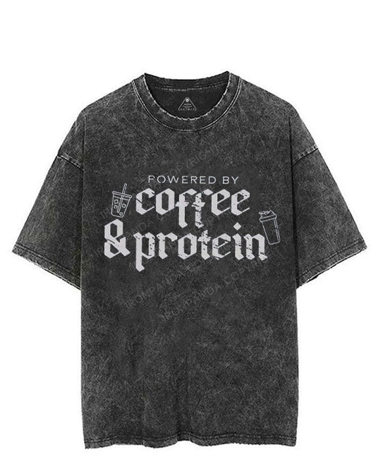 POWERED BY COFFEE & PROTEIN VINTAGE GYM SHIRT