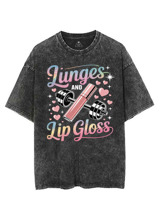 LUNGES AND LIP GLOSS VINTAGE GYM SHIRT