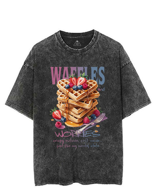 WAFFLES AND WORRIES VINTAGE GYM SHIRT
