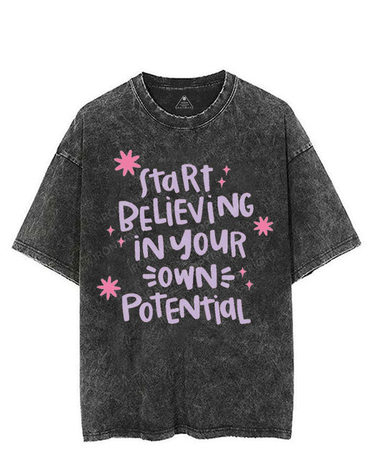 START BELIEVING IN YOUR OWN POTENTIAL VINTAGE GYM SHIRT
