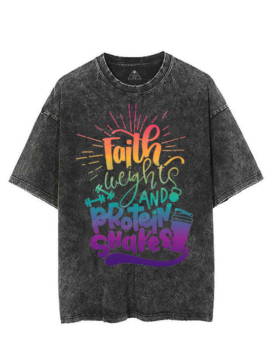 FAITH WEIGHTS AND PROTEIN SHAKES VINTAGE GYM SHIRT