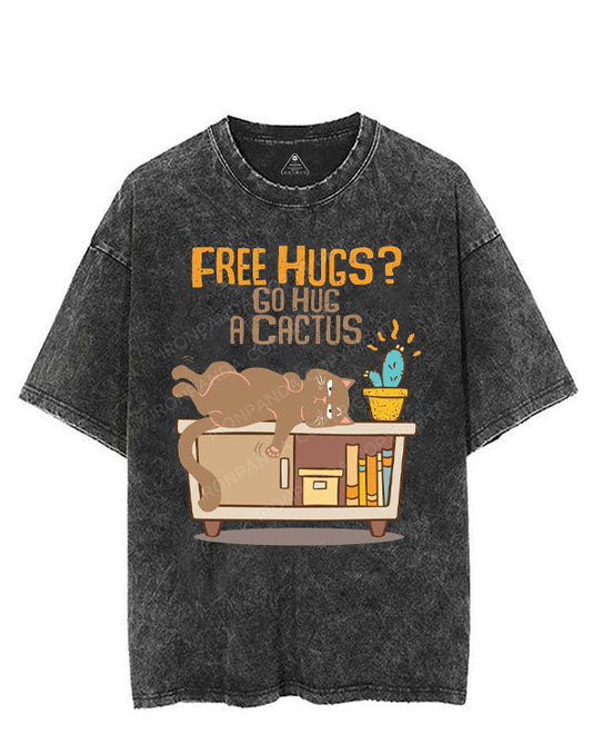 FREE HUGS GO HUG A CACTUS VINTAGE GYM SHIRT