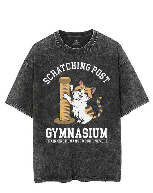 SCRATCHING POST GYMNASIUM TRAINNING HUMANS TO PURR SEVERE VINTAGE GYM SHIRT