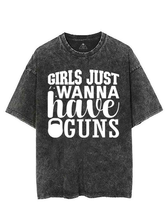 GIRLS JUST WANNA HAVE GUNS VINTAGE GYM SHIRT