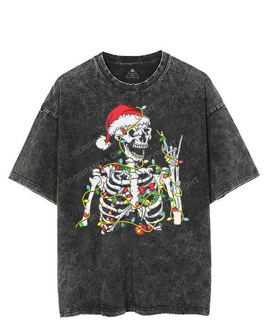 SKELETON WITH CHRISTMAS LIGHTS VINTAGE GYM SHIRT